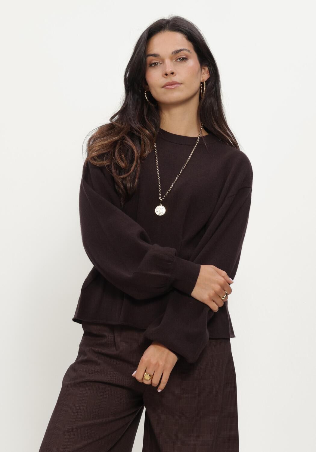 Bruine GESTUZ Truien/vesten GZMANZI WAIST PULLOVER - large