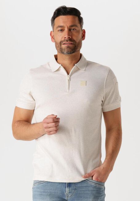 Beige PME LEGEND Polo SHORT SLEEVE POLO INTERLOCK MELANGE ZIP - large