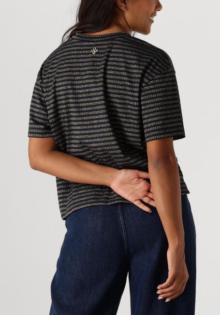Blauwe SUMMUM Top SHORTSLEEVE TOP LUREX RIB STRIPE - large
