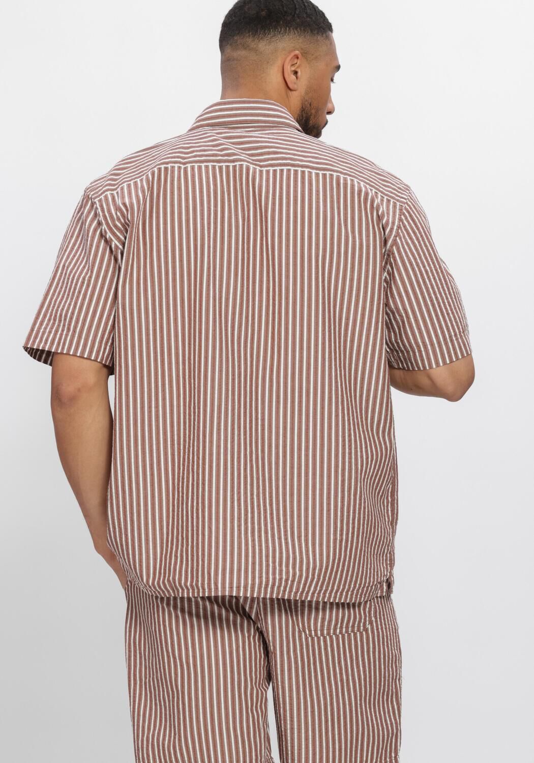 Beige SELECTED MEN Casual overhemd SLHRLXSTUART SEERSUCKER SS  SHIRT - large
