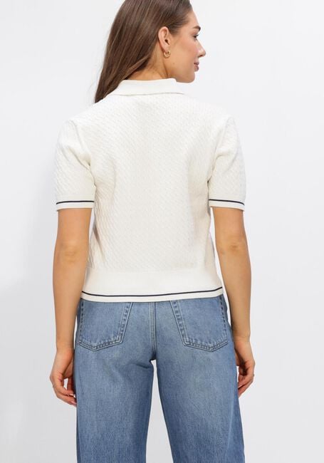 Gebroken wit CALVIN KLEIN Polo SS WOVEN LABEL CROPPED CABLE - large