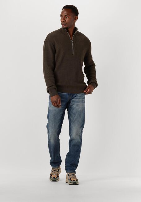 Bruine BUTCHER OF BLUE Trui GALWAY HALF ZIP - large