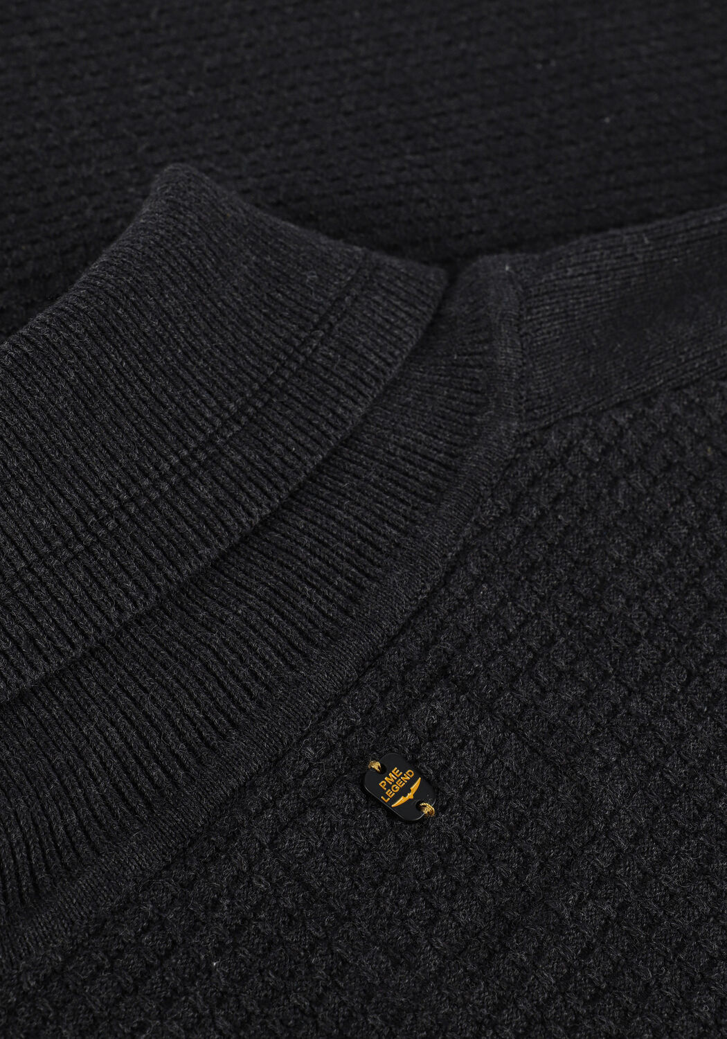 Zwarte PME LEGEND Coltrui ROLL NECK RECYCLED COTTON MIX - large