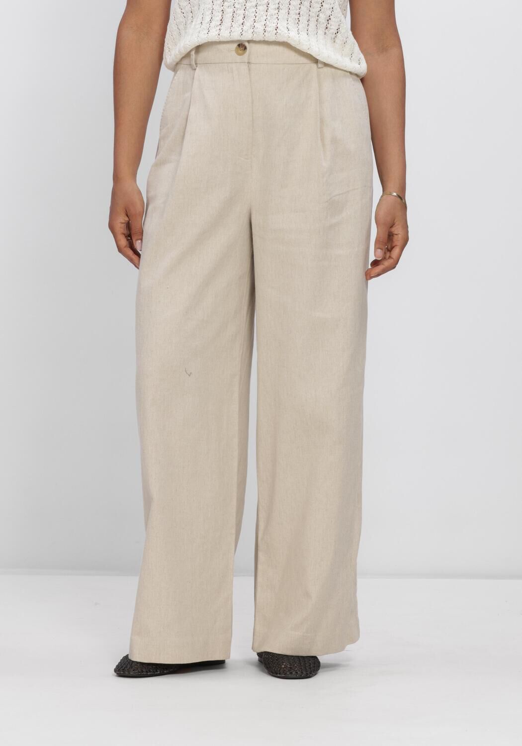 Beige MODSTR&Ouml;M Broeken GALEMD LINEN WIDE PANTS - large
