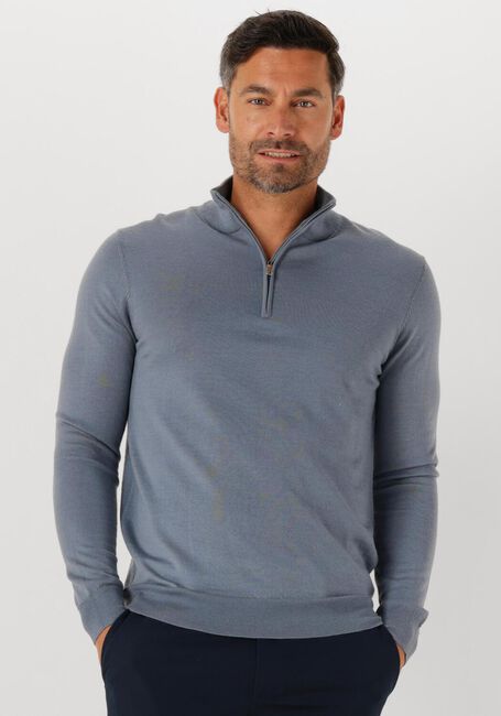 Donkerblauwe PROFUOMO Trui PULLOVER HALF ZIP MERINO - large