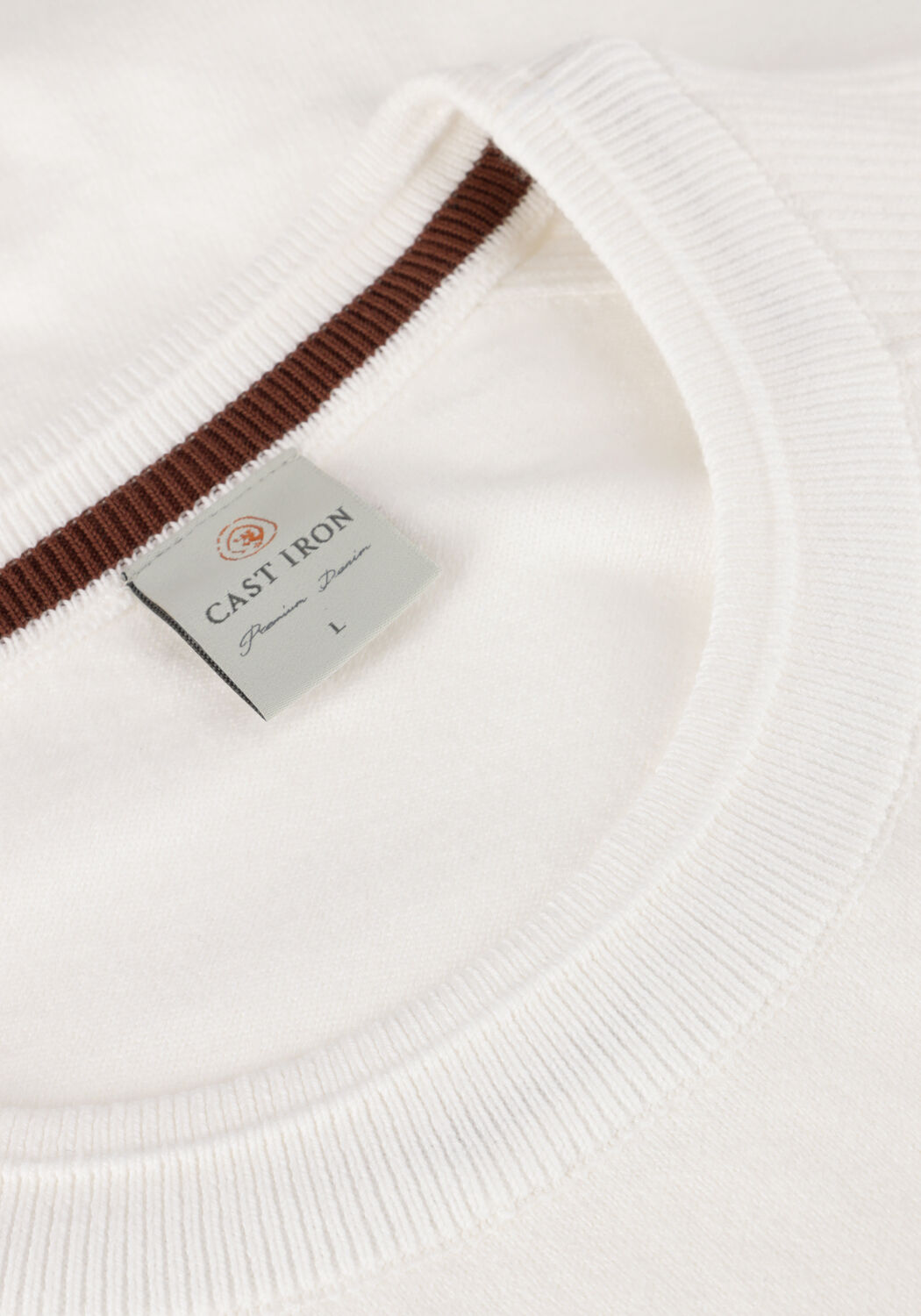 Witte CAST IRON Truien/vesten CREWNECK ESSENTIAL COTTON STRETCH - large