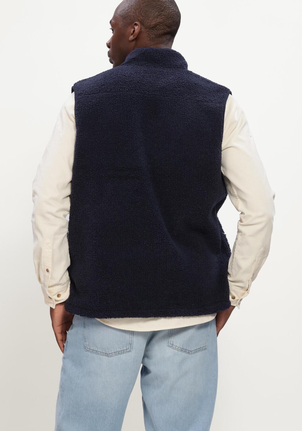 Donkerblauwe LES DEUX Vest PATCH TEDDY VEST - large