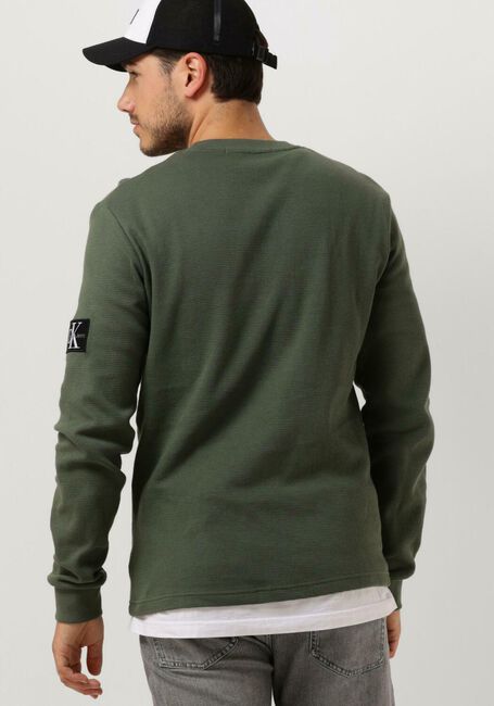 Donkergroene CALVIN KLEIN Trui WAFFLE LS TEE - large