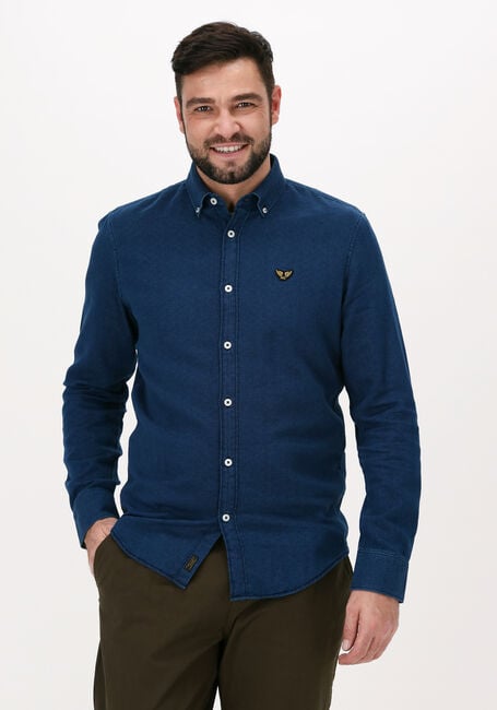 Donkerblauwe PME LEGEND Casual overhemd LONG SLEEVE SHIRT INDIGO DENIM - large