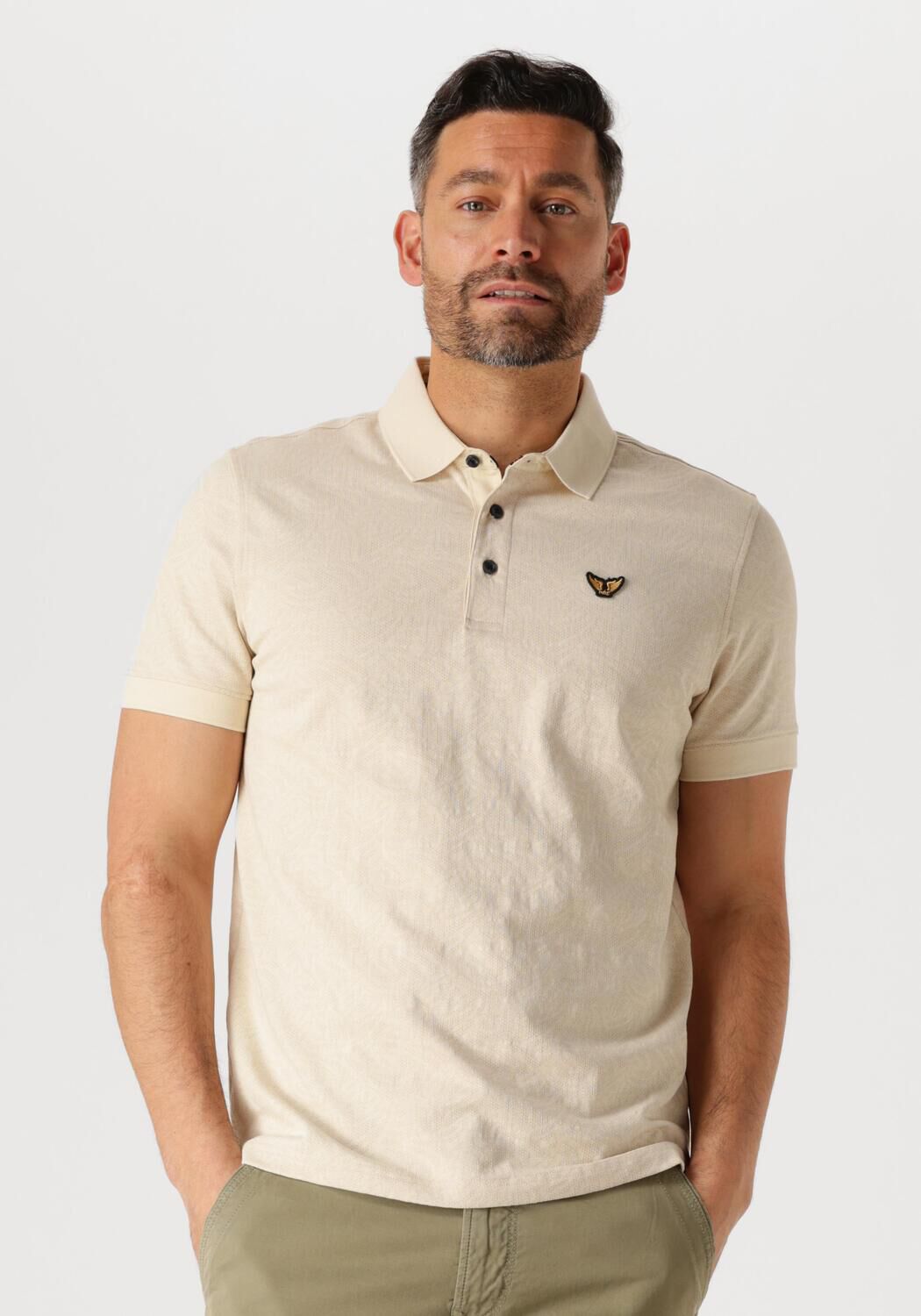 PME LEGEND Heren Polo's & T-shirts Short Sleeve Polo Jacquard Jersey Beige