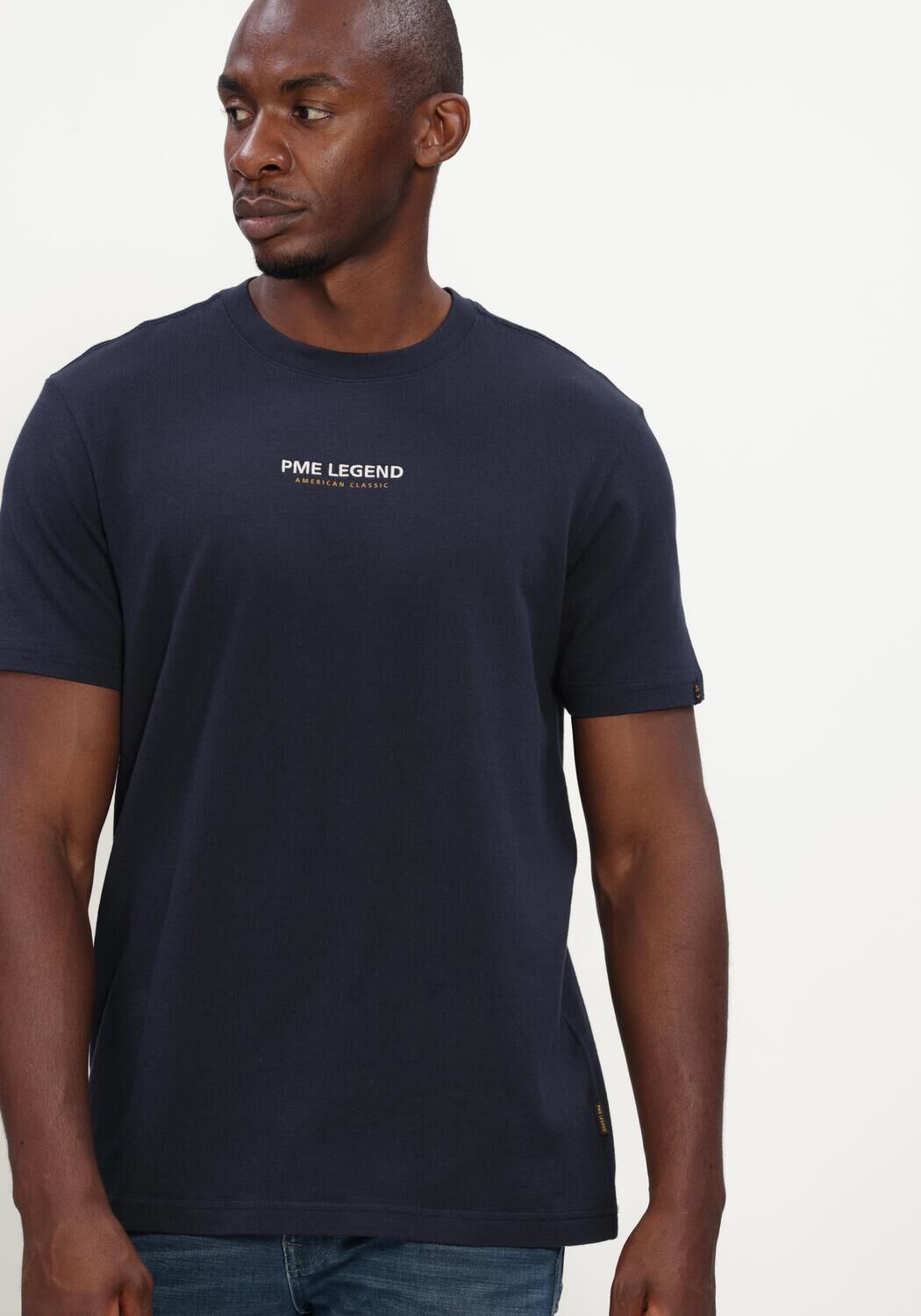 Donkerblauwe PME LEGEND T-shirt SHORT SLEEVE R-NECK FLAT WAFFLE JERSEY - large