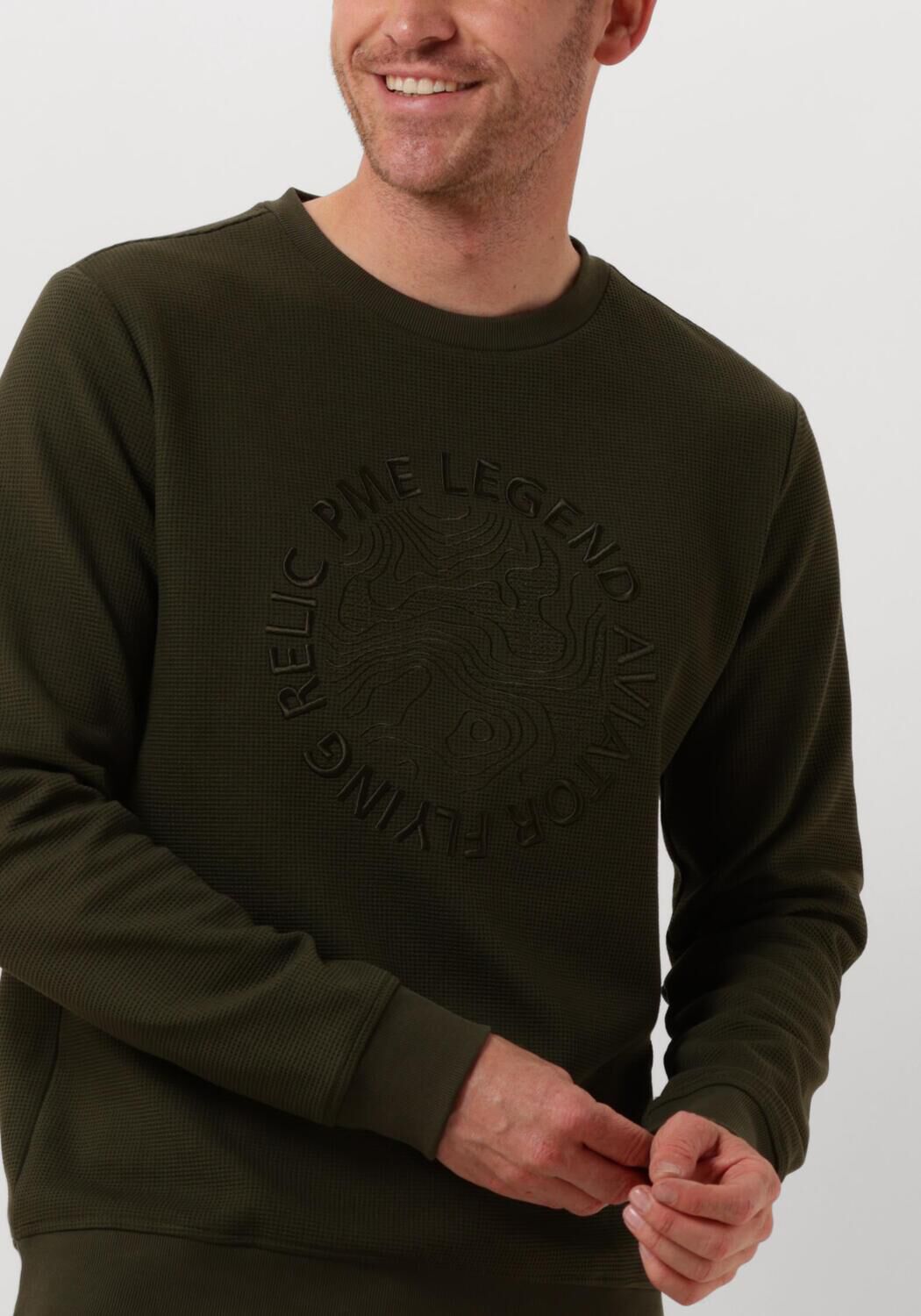 PME LEGEND Heren Truien & Vesten Crewneck Waffle Jersey Groen