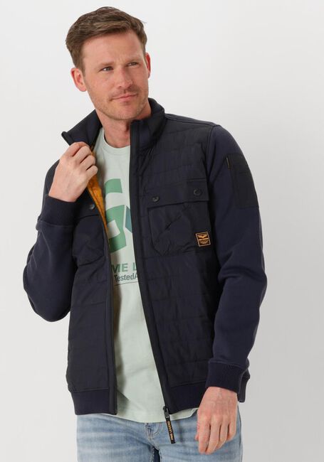 Donkerblauwe PME LEGEND Jack ZIP JACKET SWEAT MIXED PADDED - large