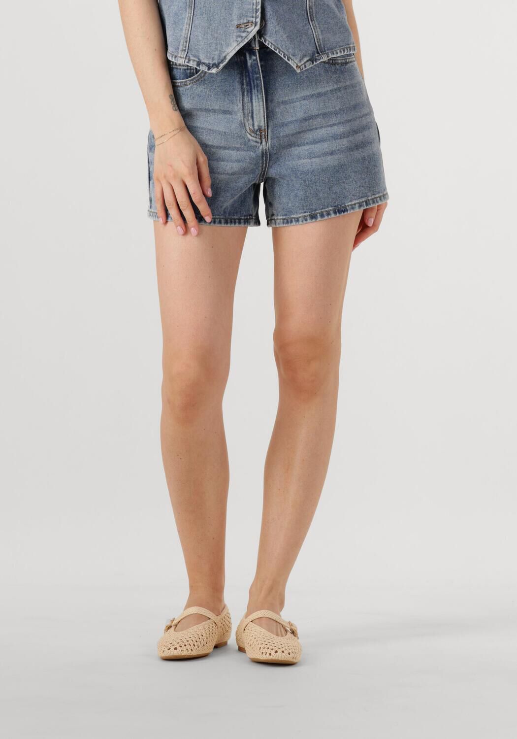 ROUGE EDIT Dames Jeans Roujolie Hw Wf Denim Shorts Blauw