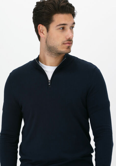 Donkerblauwe PUREWHITE Trui ESSENTIAL KNIT HALF ZIP LS - large
