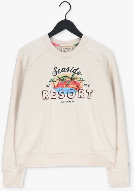 Beige SCOTCH & SODA Sweater RELAXED-FIT RAGLAN CREW-NECK SWEAT WITH ARTWORK - large