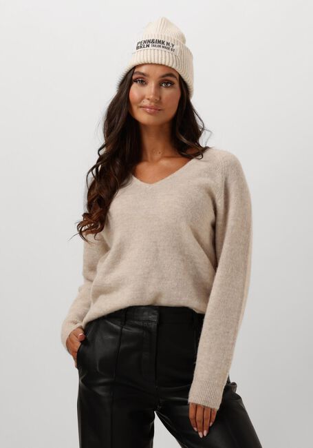 Beige SELECTED WOMEN Trui SLFLULU NEW LS KNIT V-NECK B NOOS - large