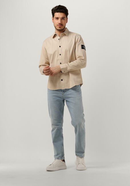 Beige CALVIN KLEIN Overshirt MONOLOGO BADGE RELAXED SHIRT - large