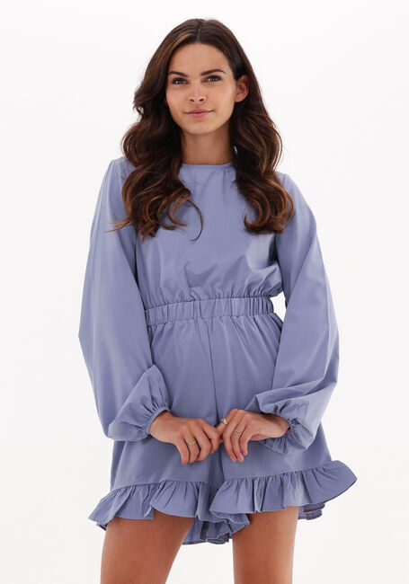 Lichtblauwe NA-KD  LONG SLEEVE FRILLED PLAYSUIT - large