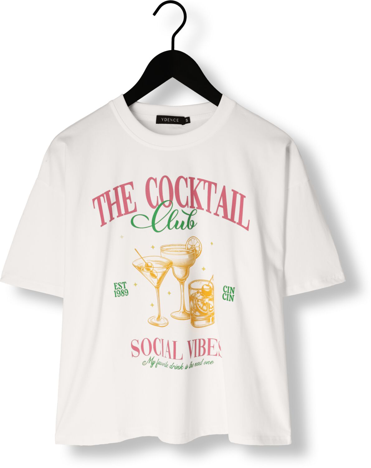 YDENCE Dames Tops & T-shirts T-shirt Cocktail Club Wit