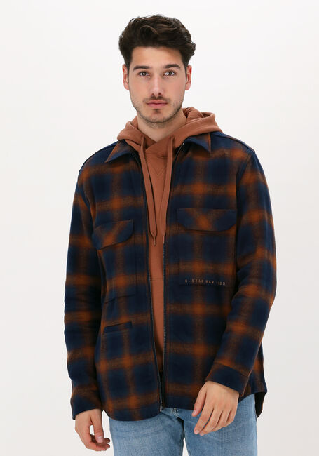 Donkerblauwe G-STAR RAW Overshirt CHECK ZIP REG OVERSHIRT - large