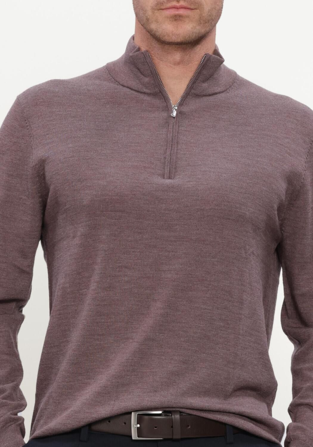 Plum PROFUOMO Trui PULLOVER HALF ZIP EXTRAFINE MERINO - large