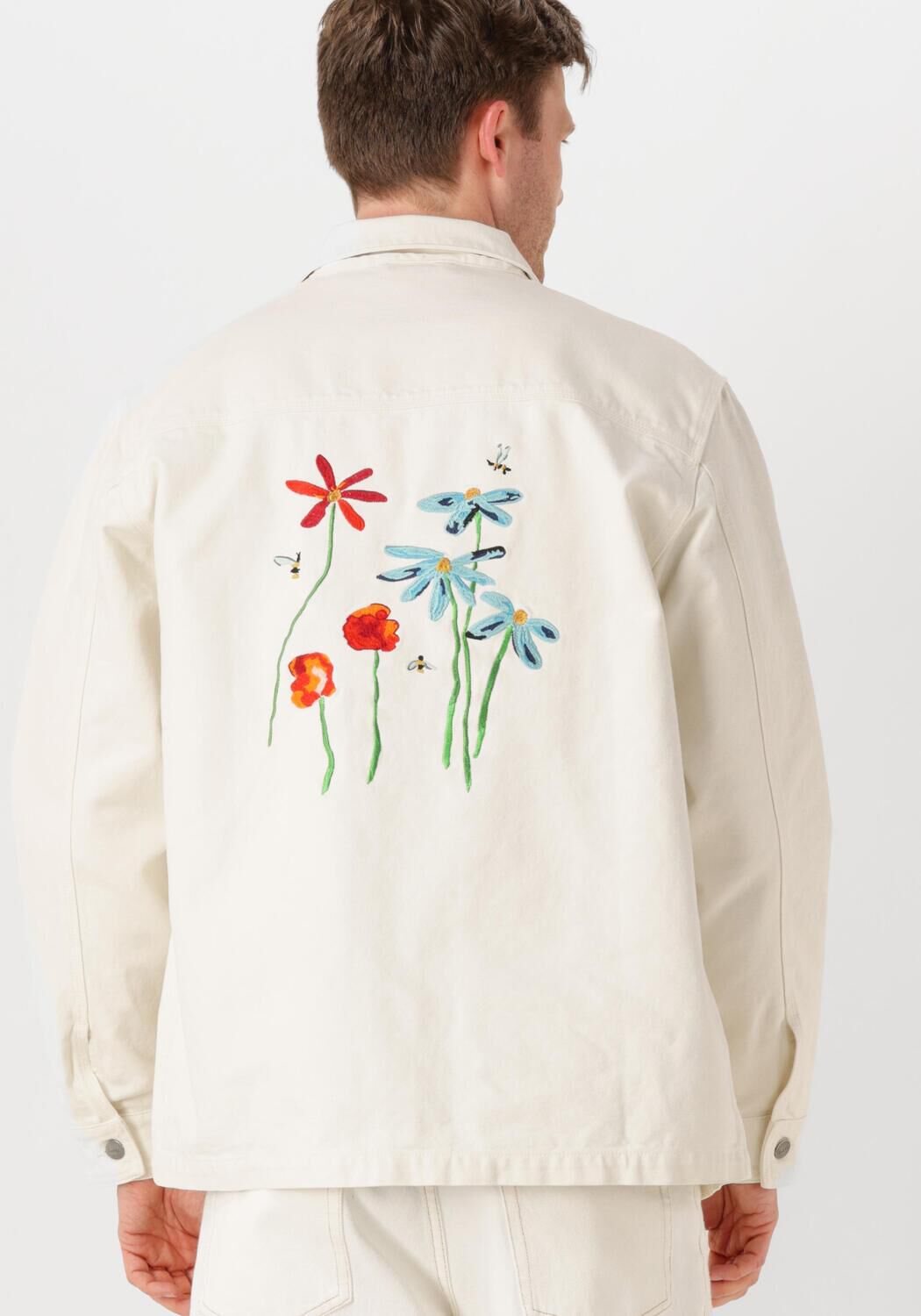 FORÉT Forét Heren Overshirts Rowan Embroidery Canvas Overshirt Gebroken Wit