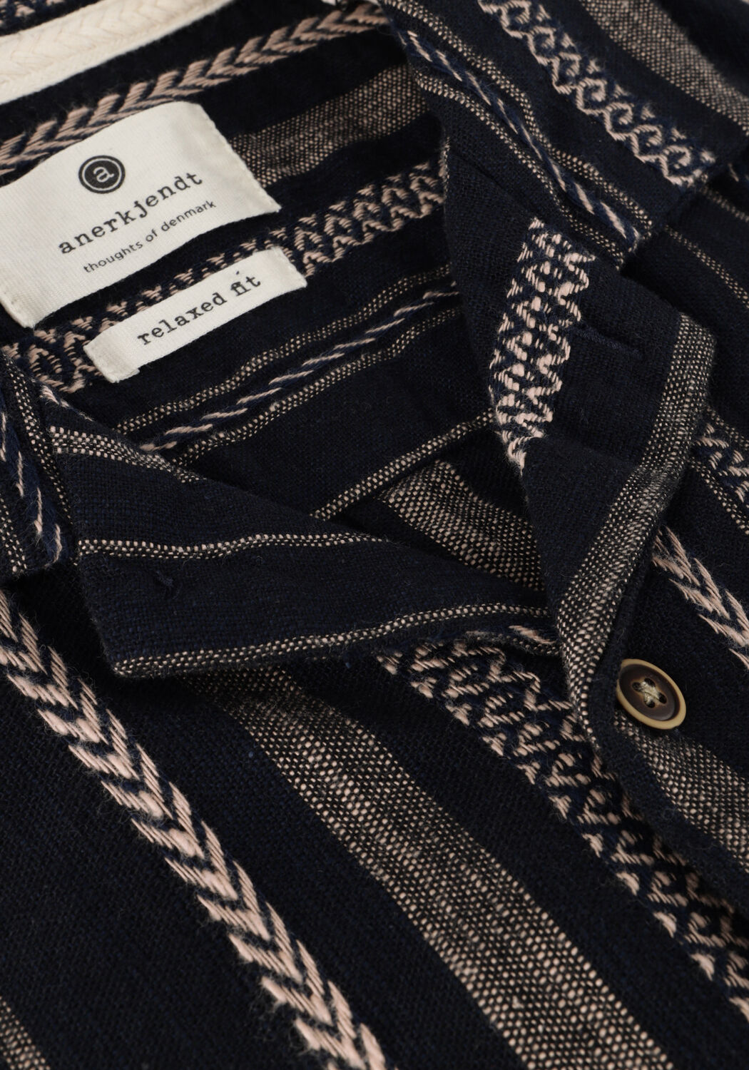 Donkerblauwe ANERKJENDT Casual overhemd AKLEON S/S STRUCTURE SHIRT - large