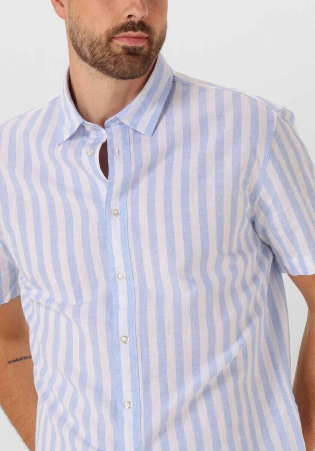 SELECTED HOMME Heren Overhemden Slhreg-sun Shirt Ss Noos Blauw