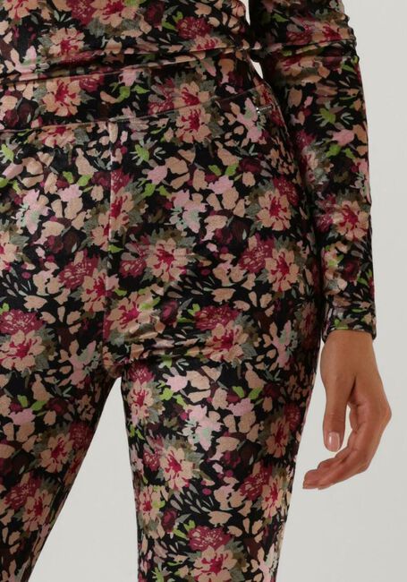 Paarse COLOURFUL REBEL Flared broek JOLIE FLOWER VELVET FLARE PANTS - large