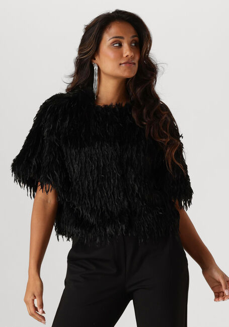 Zwarte SUMMUM Vest SHORTSLEEVE JACKET FAUX FEATHER FUR - large