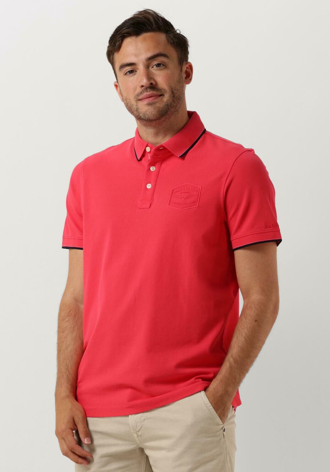 PME LEGEND Heren Polo's & T-shirts Short Sleeve Polo Stretch Pique Package Roze