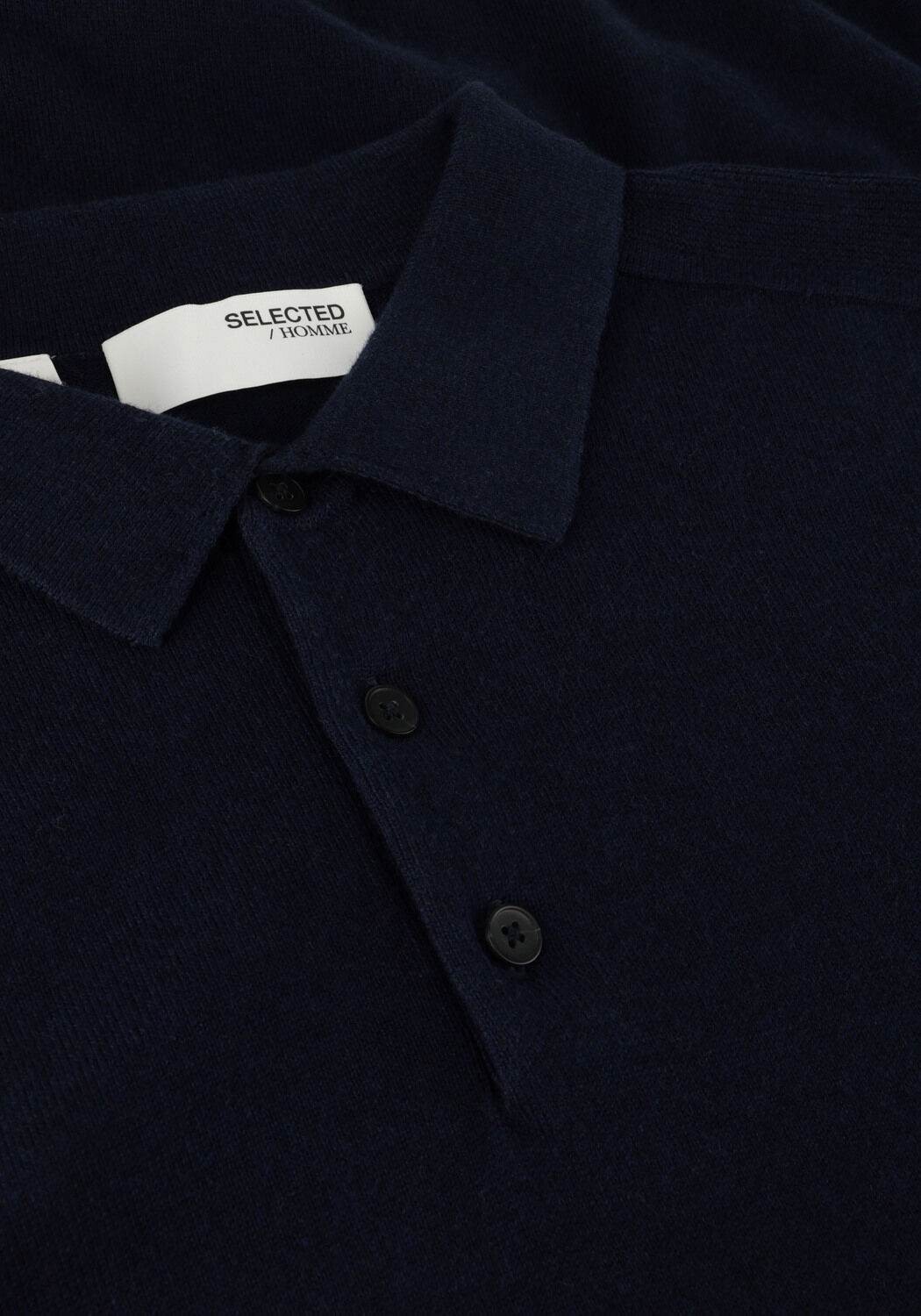 Donkerblauwe SELECTED MEN Polo SLHBERG SS KNIT POLO NOOS - large