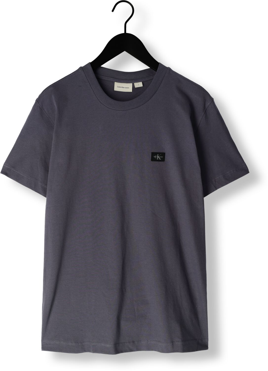 CALVIN KLEIN Heren Polo's & T-shirts Woven Label Regular Tee Donkergrijs