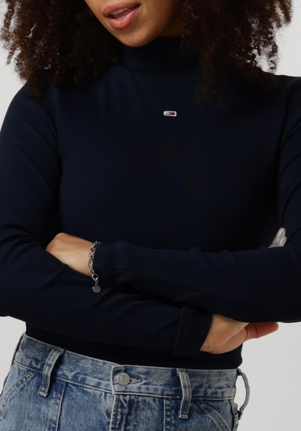 TOMMY JEANS Dames Truien & Vesten Tjw Essential Mock Neck Blauw
