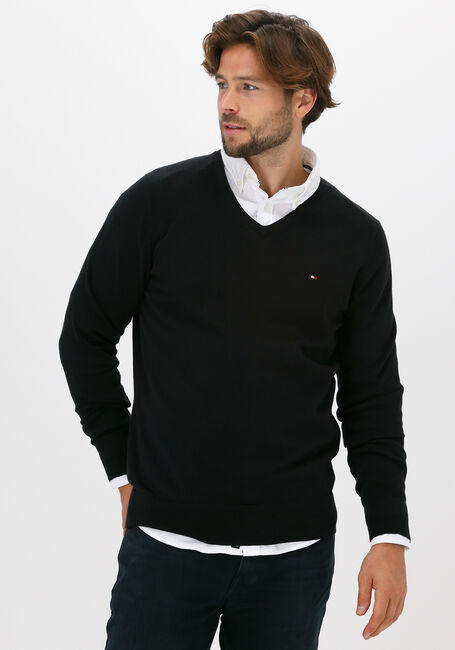 Zwarte TOMMY HILFIGER Trui CORE COTTON-SILK VNECK - large