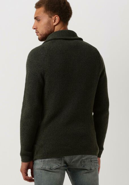 Groene CAST IRON Trui HALF ZIP COLLAR COTTON BOUCLE MOULINE - large