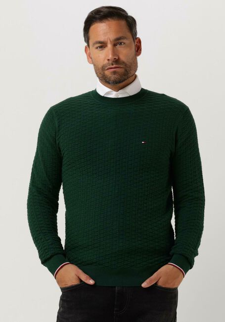 Goodwill Zoek machine optimalisatie Vlekkeloos Donkergroene TOMMY HILFIGER Trui EXAGGERATED STRUCTURE CREW NECK | Omoda