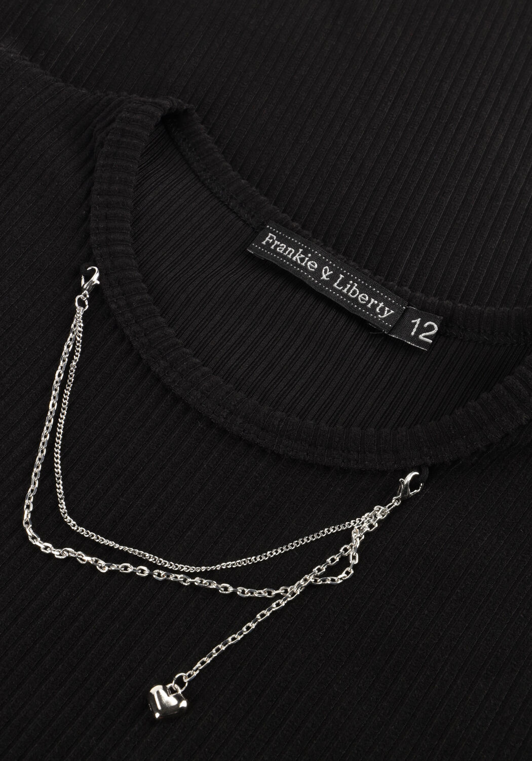 Zwarte FRANKIE & LIBERTY Mini jurk TESSA NECKLACE RIB DRESS - large