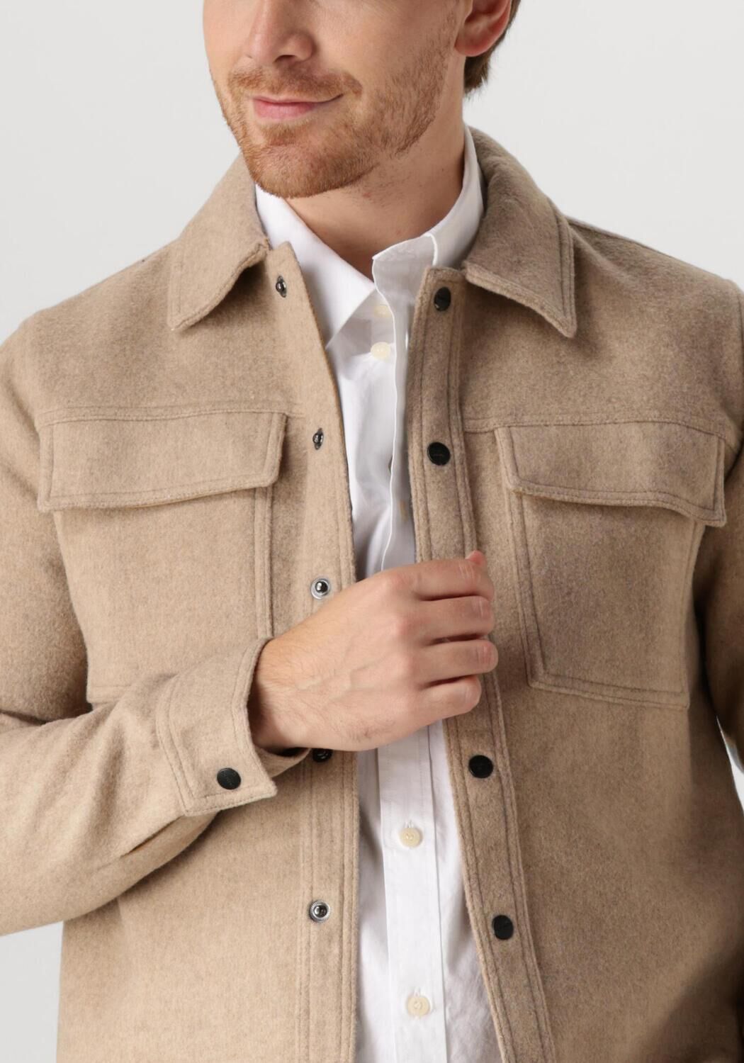PURE PATH Heren Overshirts Regular Fit Shirts Over203 Zand