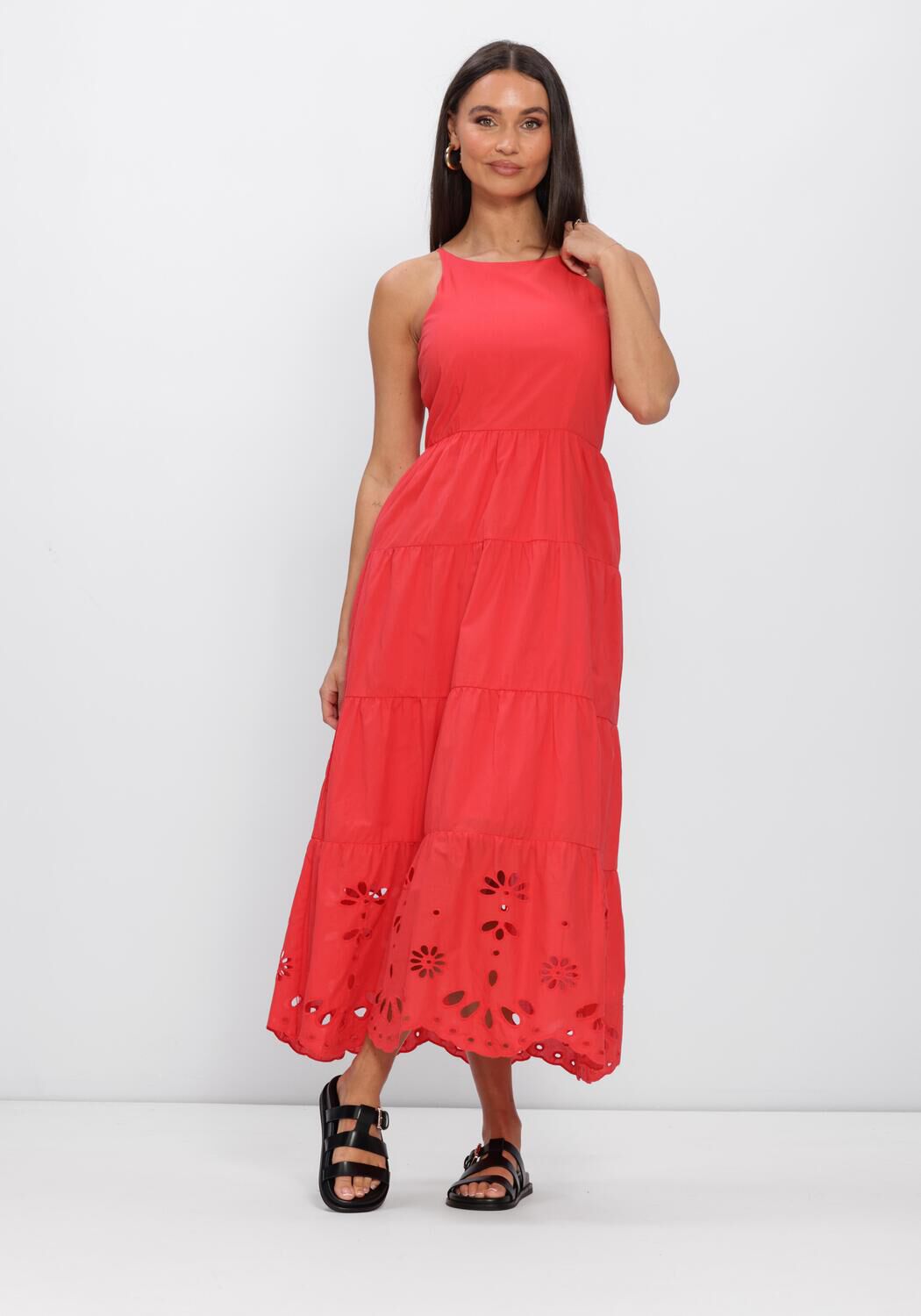 Rode Y.A.S. Jurken YASLINE STRAP LONG DRESS - large