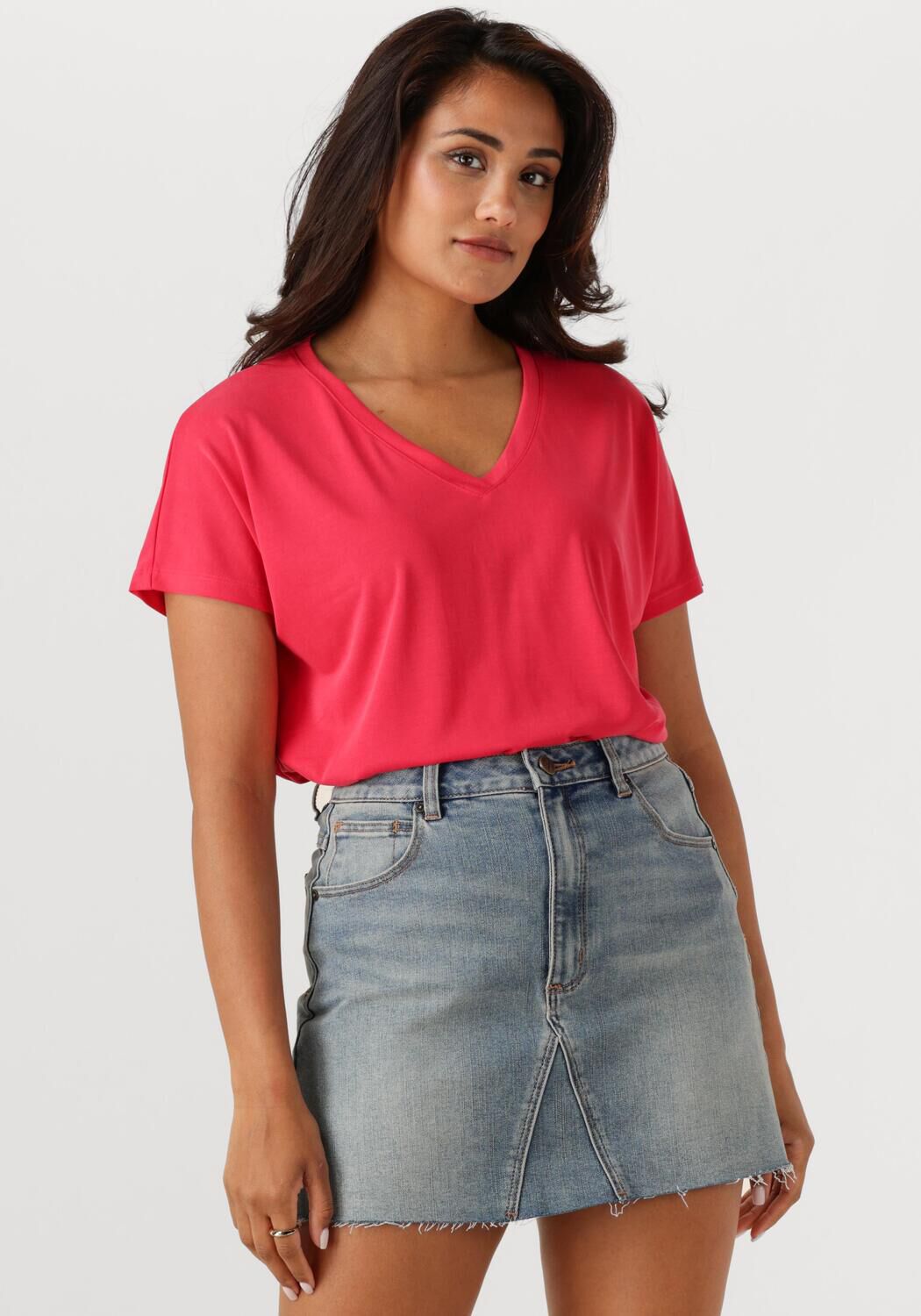 MSCH COPENHAGEN Dames Tops & T-shirts Mschfenya Modal V Neck Tee Koraal
