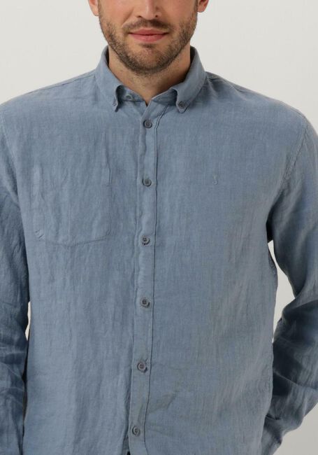 Blauwe BUTCHER OF BLUE Casual overhemd ROBBINS LINEN CLEAN SHIRT - large