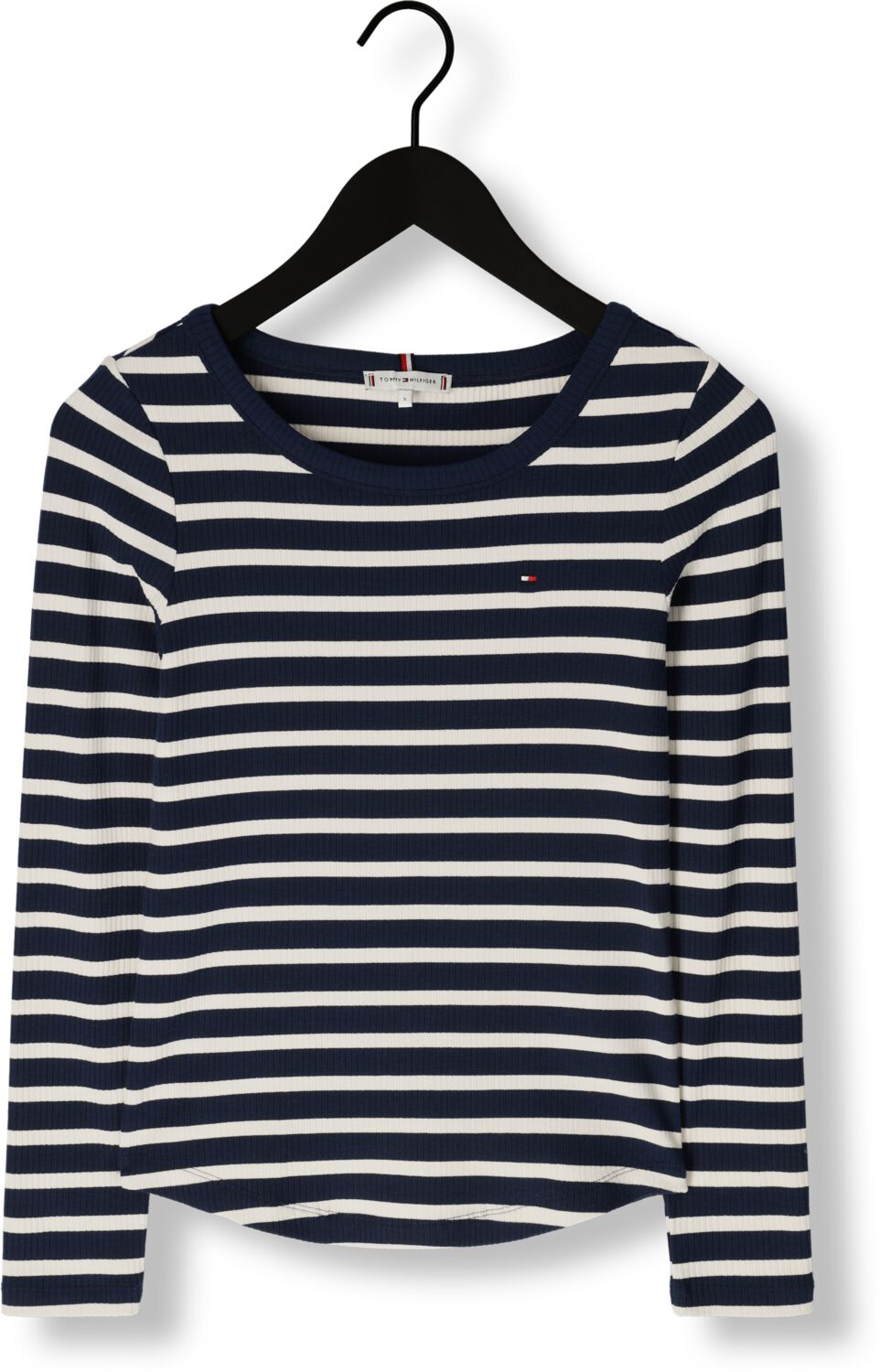 TOMMY HILFIGER Dames Tops & T-shirts Slim 5x2 Rib O-nk Ls Blauw