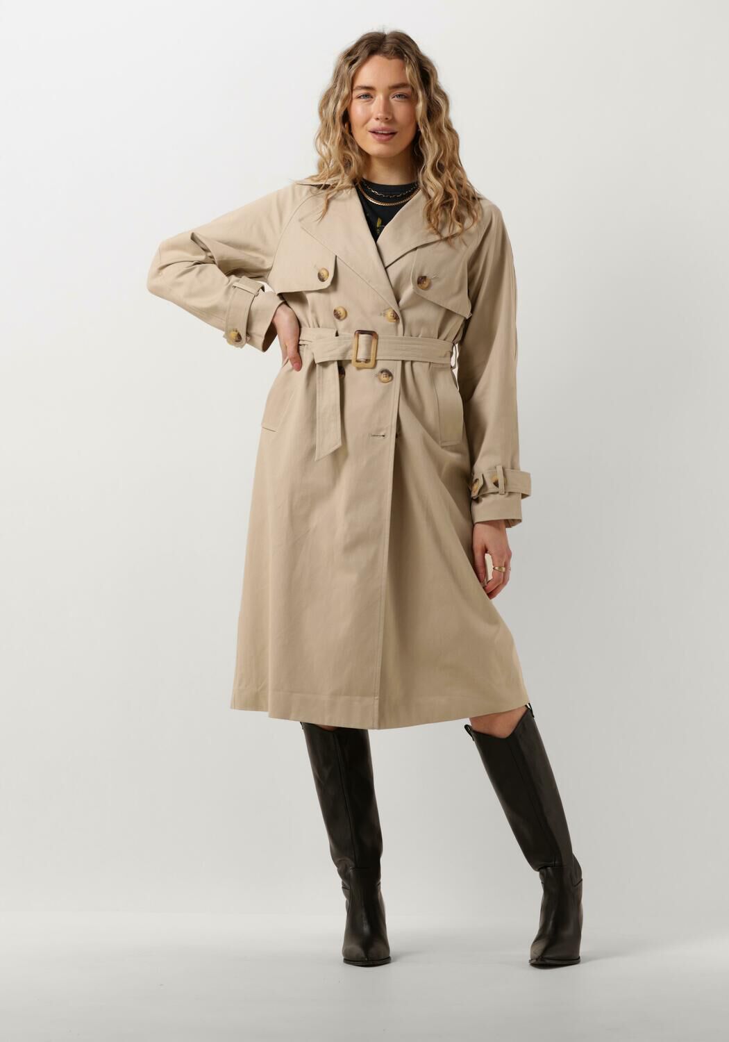 Y.A.S trenchcoat jas YASTERONIMO met ceintuur beige