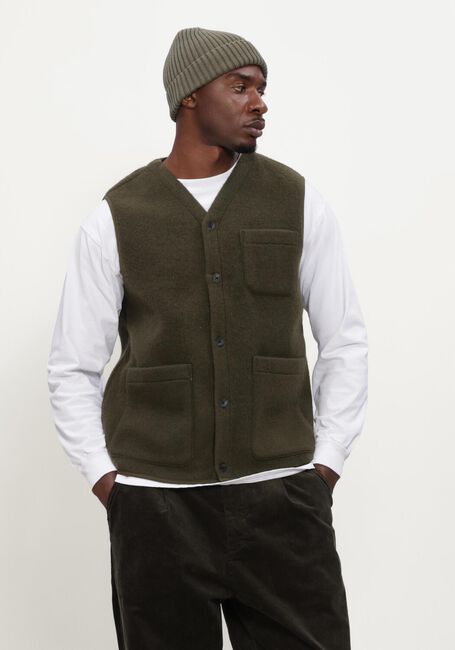 Groene ANERKJENDT Vest AKRASMUS BOILED WOOL - large