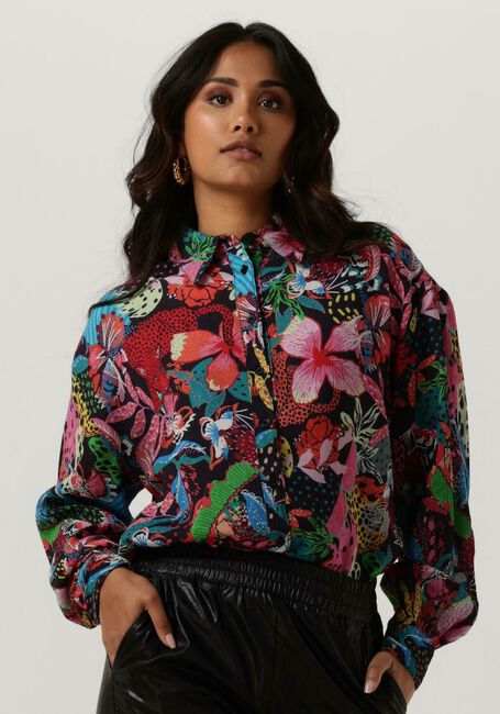 Multi ALIX THE LABEL Blouse LADIES WOVEN WILD PRINT CRINKLE BLOUSE - large