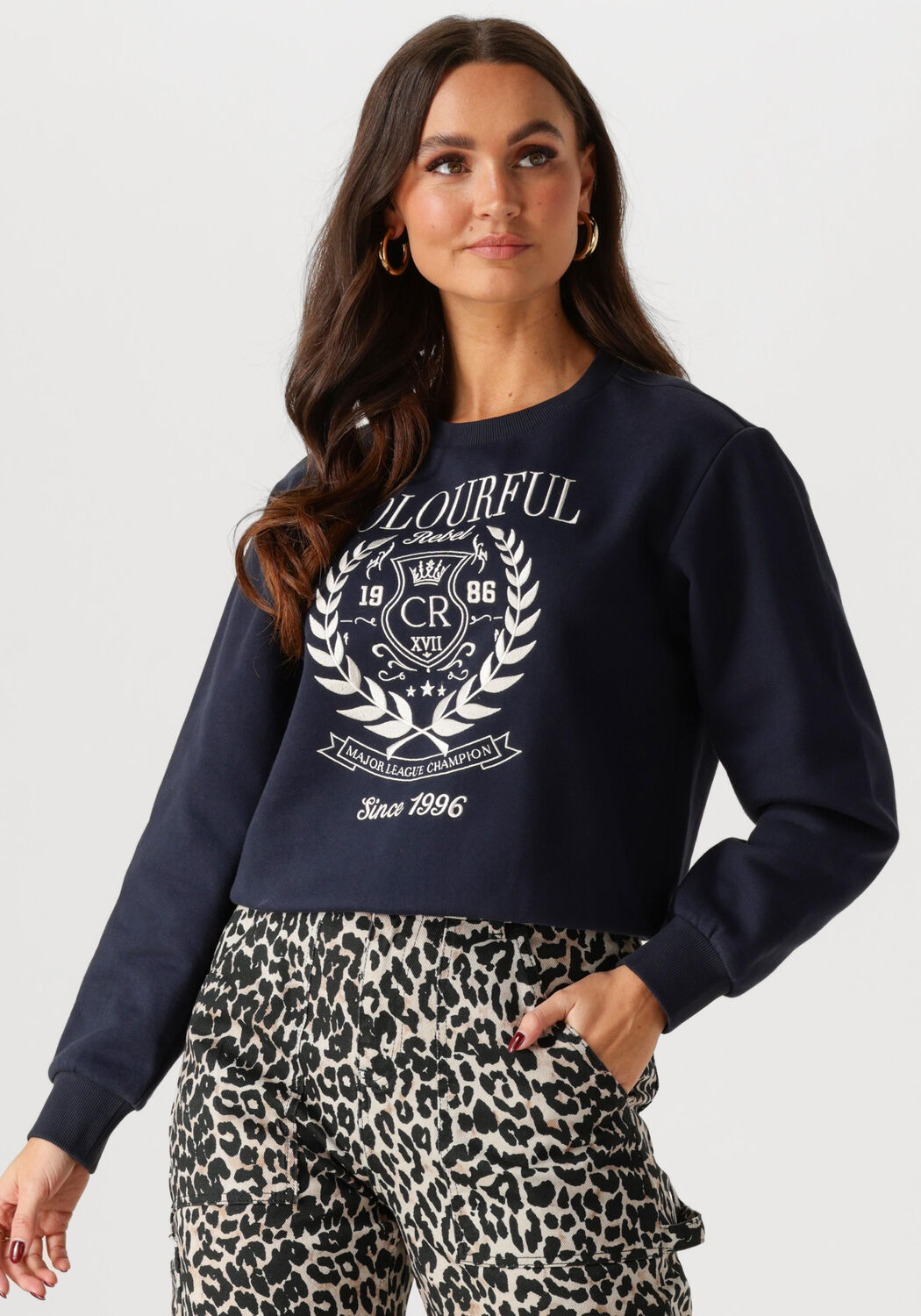 COLOURFUL REBEL Dames Truien & Vesten College 1986 Embro Relaxed Sweat Zwart