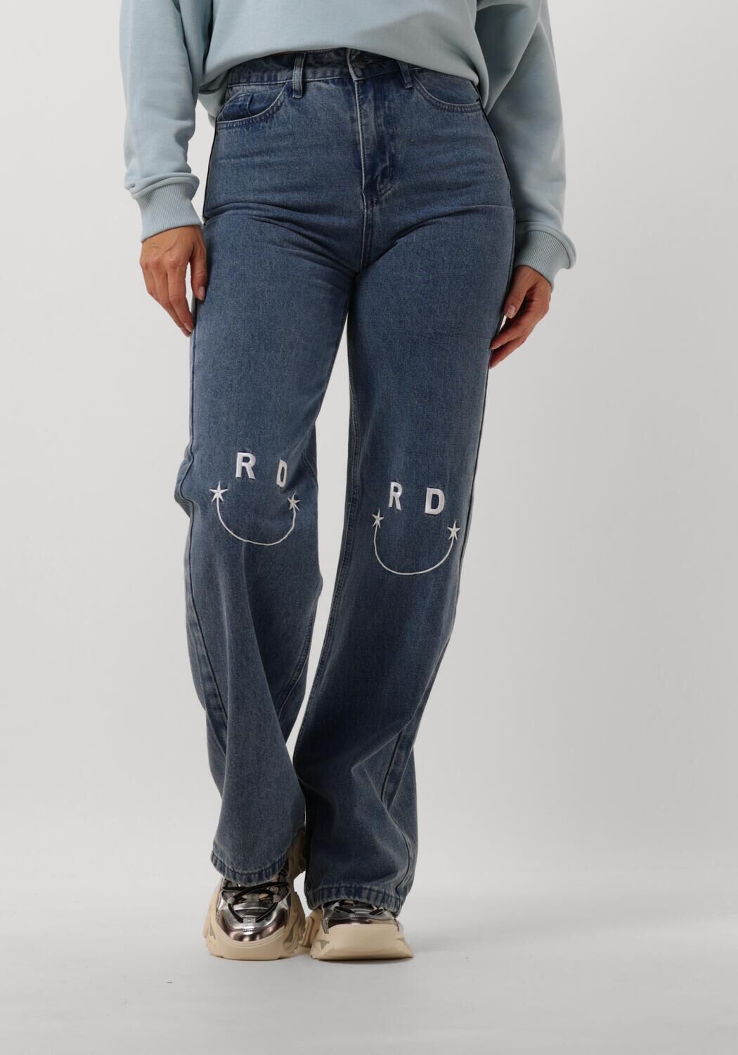 Refined Department high waist straight leg jeans medium blue denim