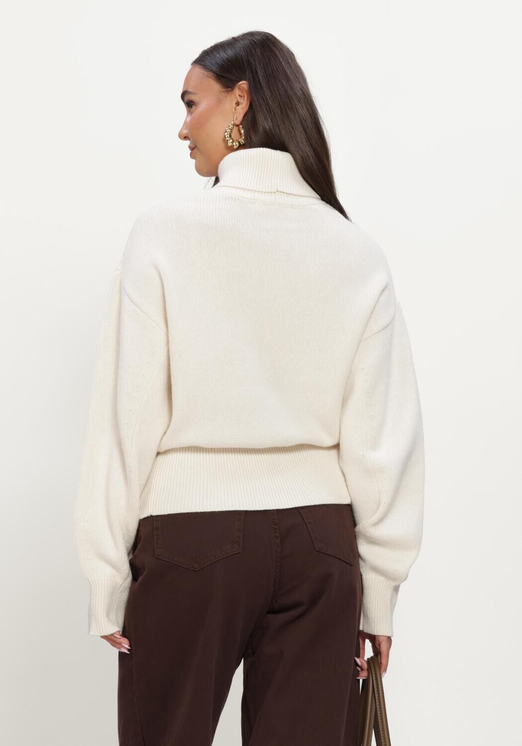 Creme SELECTED WOMEN Coltrui SLWELLIE LS KNIT ROLL NECK - large